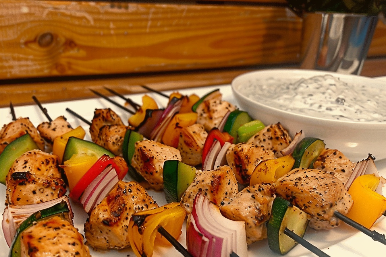 Grilled Chicken Vegetable Skewers with Tzatziki Recipe for Bariatric & Diabetic Diet