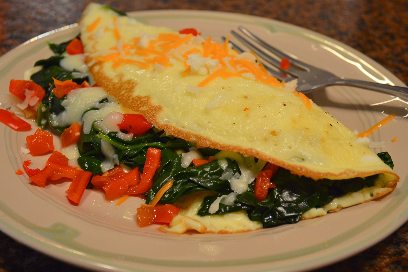 Bariatric & Diabetic Low Carb Spinach Cheese Omelette Recipe